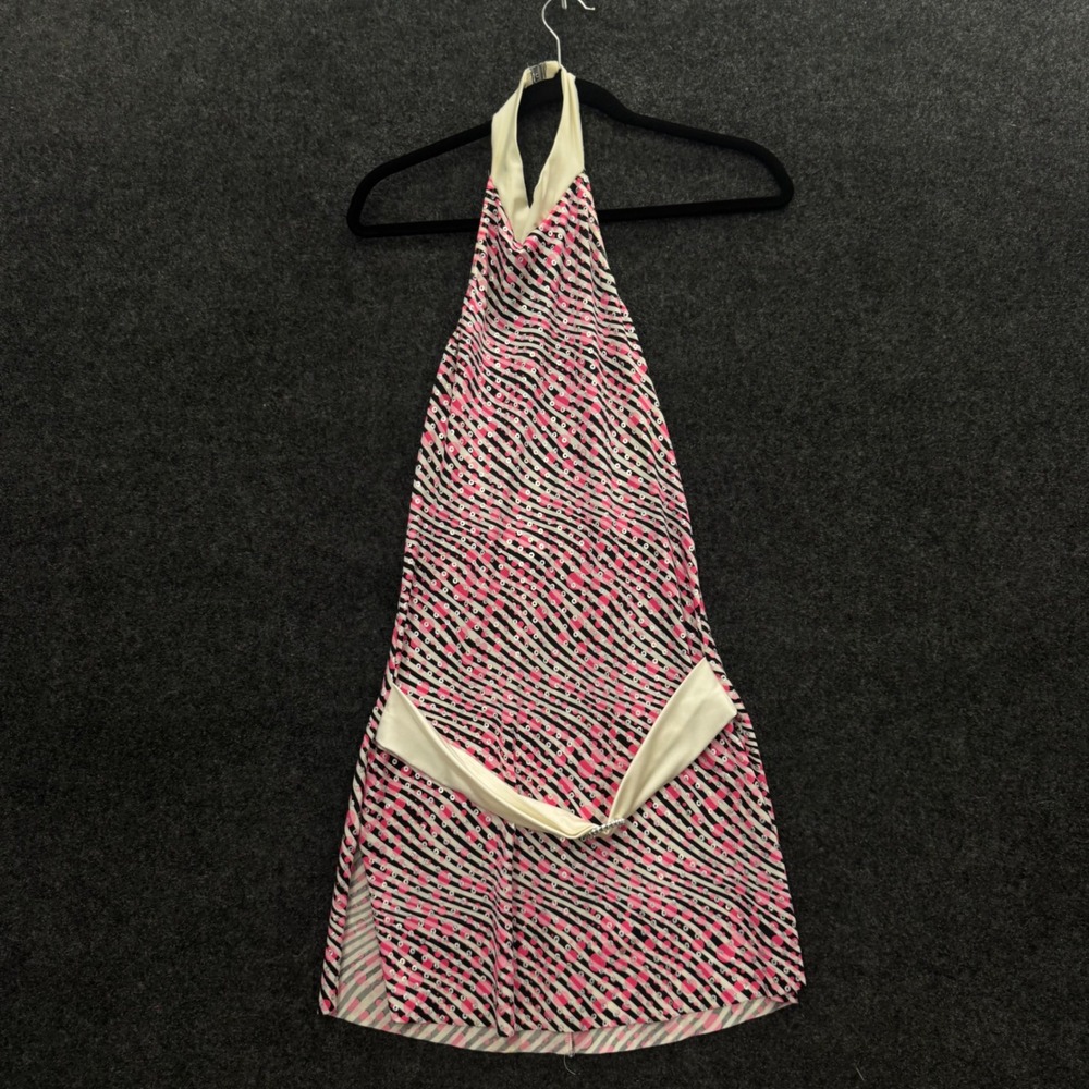 Creations by Cicci Vintage 90s Halter Swim Dress Pink Sequin Stripe Medium USA